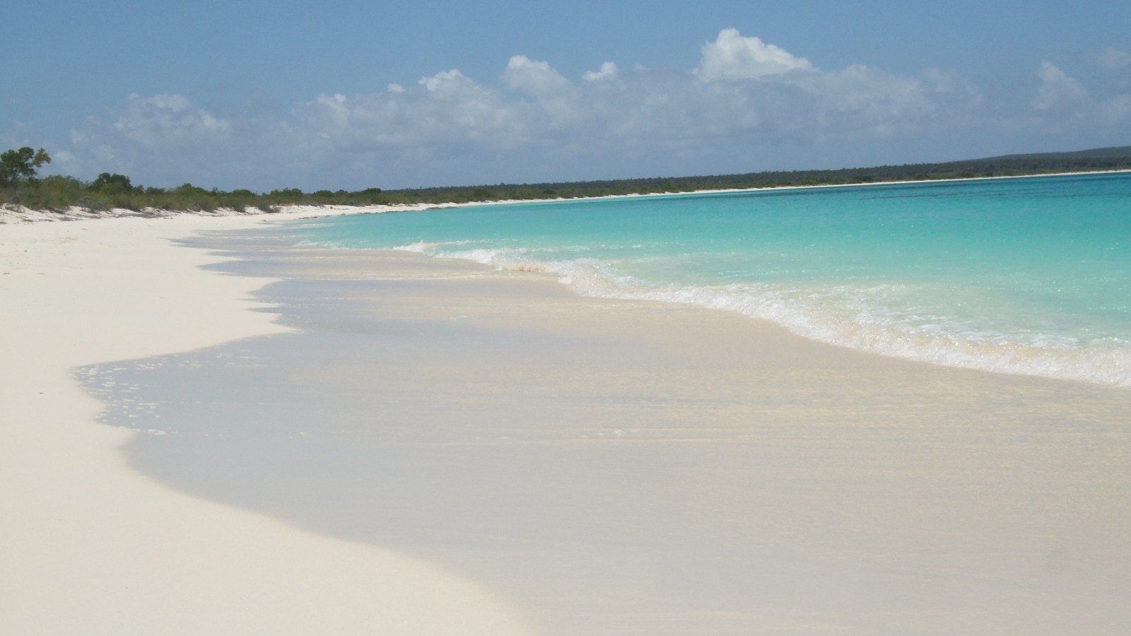 Empty white-sand shoreline and turquoise water at Bahia de las Aguilas, Dominican Republic